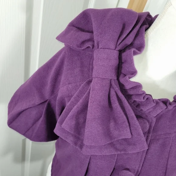 NWT Ryu Swing Coat Jacket in Purple Puff Sleeves & Big Bow Size Medium - Picture 5 of 13